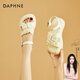 達(dá)芙妮（DAPHNE）時(shí)尚女士涼鞋夏季2025年新款厚底松糕休閑沙灘涼鞋羅馬涼鞋 米白色 跟高5CM 35 標(biāo)準(zhǔn)碼