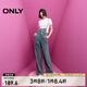 ONLY春夏可拆卸鏈條高腰老爹褲背帶牛仔褲女|12417M001 J35 復(fù)古牛仔390 S (160) S褲長減短