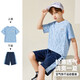 ASK JUNIOR瞬透系列】男童速干套裝夏薄透氣兒童短袖t恤短褲兩件 藍色 110
