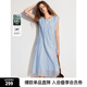 ELLE法式萊賽爾天絲連衣裙女2025春季新款氣質(zhì)圓領(lǐng)米白色無(wú)袖裙子 藍(lán)色 M