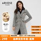 【商場(chǎng)同款】艾諾絲雅詩(shī)冬裝新款千鳥(niǎo)格西裝領(lǐng)中長(cháng)款女毛呢大衣外套01022013 黑白格 XL