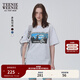 Teenie Weenie小熊夏季新款棉美式復古寬松灰色短袖T恤學(xué)院風(fēng)上衣 淺灰色 M
