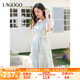 lagogo系帶V領(lǐng)顯瘦連衣裙女拉谷谷2025夏季新款清新氣質(zhì)長款裙子 淺綠色 L