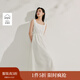 茵曼（INMAN）自然涼純棉府綢法式方領(lǐng)背心連衣裙2025夏季女裝新品無(wú)袖收腰裙子 珍珠白 L