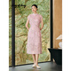 Song of Song歌中歌夏季專(zhuān)選牡丹典雅桑蠶絲旗袍連衣裙 粉紫 M 38