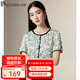 帕羅（PALUOPO）2025春夏新款真絲印花短袖t恤女裝雙喬優(yōu)雅田園風(fēng)撞色半袖上衣 白 M (160/84A)