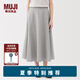 無印良品（MUJI）女式 涼感 寬擺裙 長半身裙女裙子25年夏季 女裝涼感物語BE1VTC5S 灰色條紋 M （160/66A）