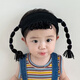 雙魚兔（SHUAGNYUTU）嬰兒發(fā)帶假發(fā)辮子可愛搞怪發(fā)飾超萌男女寶寶搞笑發(fā)箍韓版兒童頭飾 黑色-假發(fā)辮子發(fā)帶 0-4歲/建議頭圍44-52cm