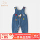 班喜迪嬰兒衣服秋裝嬰幼兒連體衣寶寶卡通牛仔背帶褲超萌外出爬服春秋季 藍色 73cm