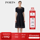 PORTS寶姿春季新品女裝簡約通勤領邊透紗短袖連衣裙ALP8K204RZE011 丈青 L