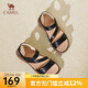 駱駝（CAMEL）魔術(shù)貼休閑涼鞋露趾厚底休閑媽媽鞋羅馬涼鞋 L24M022621黑色 38