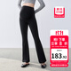 嫚熙（EMXEE）孕婦鯊魚(yú)打底褲喇叭褲春秋新款孕期褲子瑜伽褲孕婦裝 顯瘦黑【四季款】 L （推薦體重110-130斤）