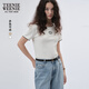 Teenie Weenie小熊女裝上衣秋季新款簡(jiǎn)約通勤正肩修身刺繡短袖T恤 象牙白 M