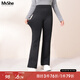 MsShe大碼女裝2025秋冬【加絨加厚奧粒絨】胖mm保暖微喇叭長褲子 加長加絨-黑色現(xiàn)貨 2XL