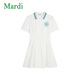 MARDI官方正品小雛菊刺繡polo領(lǐng)連衣裙女夏季新款學(xué)院風(fēng)修身顯瘦裙子 米白 M