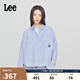 Lee25新品寬松版翻領(lǐng)小刺繡Logo藍(lán)色條紋女長(zhǎng)袖襯衫休閑潮A08017