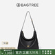 BAGTREE包包樹圖南植鞣皮hobo女包2025年新單肩斜挎包通勤餃子包七夕禮物 黑色-中號 高級小眾