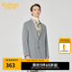 卡賓男裝長版毛呢大衣加厚外套潮流時尚休閑A 淺灰色16 2XL /185/54
