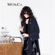 MO&Co.開(kāi)衫外套含綿羊毛珠片繡毛須鑲邊針織衫紅色毛衣女小香風(fēng)新年紅 深花灰色 XS