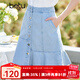 betu百圖女裝短裙牛仔顯瘦遮胯A字魚(yú)尾裙半身裙女2204T44 牛仔色 L