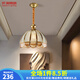 仟潤照明（Qianrunlighting）美式輕奢餐廳燈吊燈北歐全銅飯廳吧臺(tái)餐桌燈主臥室書房吊燈具2053 單頭直徑30cm+LED三色燈泡（T）