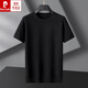 皮爾卡丹（pierre cardin）潮胖子薄款短袖羊毛衫加肥大碼男士新款半袖打底肥佬針織圓領(lǐng)內搭 黑色 3XL