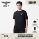 BOY LONDON【小logo】春夏情侶款簡約休閑雙色針織短袖T恤N01916 黑色 L