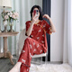 夏季中式國風(fēng)人造棉棉綢家居服女士睡衣短袖長(cháng)褲寬松大碼套裝外穿 中式套裝【紅葉蝶】 XL 【建議120-145斤】