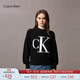 Calvin KleinJeans25秋冬新款女士?jì)?yōu)雅通勤ck字母提花純棉圓領(lǐng)打底衫針織衫 UB1-太空黑 S