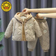 G.duck小黃鴨男童套裝冬裝新款洋氣兒童加絨加厚馬甲三件套中小童冬季帥 DDH-貼標三件咖色 90