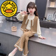 G.DUCKKIDS女童套裝春秋2025新款洋氣時(shí)髦韓系初秋季女孩寶寶兒童秋冬裝穿搭 卡其色三件套 140 cm 建議身高130-140cm8-9歲