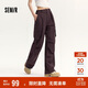 森馬休閑褲女顯腿長(cháng)吸濕速干闊腿褲春秋彈力工裝褲109524127003