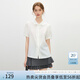 范思藍(lán)恩氣質(zhì)通勤短袖白襯衫女夏季新款設(shè)計感雙層娃娃領(lǐng)襯衣2312 月光白 S
