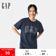 Gap男女裝2025春季新款純棉字母印花logo短袖T恤上衣美版797924 藏藍(lán)色 M 美碼 L亞洲碼180/96A
