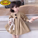 G.duck女童裙子女寶寶長(cháng)袖連衣裙23春秋新款中小童洋氣風(fēng)衣兒童潮流韓版 卡其色 120cm【