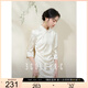 三彩【月白風(fēng)清】2025夏季新款新中式盤(pán)扣立領(lǐng)連衣裙開(kāi)叉旗袍裙女C
