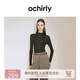 歐時力OCHIRLY 桑蠶絲羊毛套頭毛衣女修身針織潮流感休閑高級感 啡綠 L