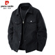 皮爾卡丹（pierre cardin）工裝夾克男秋冬季潮流休閑翻領(lǐng)加厚燈芯絨外套男衣服 黑色 XL
