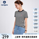 Navigare意大利小帆船短袖條紋T恤衫女25夏季新品圓領(lǐng)百搭體恤衫時(shí)尚上衣 黑白條紋 XL
