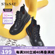 St&Sat/星期六馬丁靴女冬季款大頭鞋黑色百搭女短靴SS24116494 黑色 37 235mm