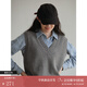 旅途原品（ltyp）馬甲女經(jīng)典百搭羊毛V領(lǐng)背心秋季顯瘦黑色針織馬甲-知己 巴黎灰 - 現(xiàn)貨 L -XL
