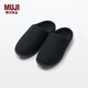 無印良品（MUJI）男女通用 聚酯纖維貼合腳型拖鞋 秋冬季男鞋女鞋 JKAF9A4A 黑色 240mm M/38碼（2.0）