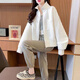伊琦蕾 短外套女2025秋季新款短款拉鏈外套開衫女韓版寬松簡(jiǎn)約時(shí)尚女裝 白色_【春秋】 薄款 L _110-140斤