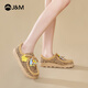 快樂瑪麗（J&M）勃肯鞋女七夕禮物新款厚底懶人一腳蹬舒適百搭袋鼠鞋時(shí)尚休閑鞋女 駝色 37