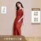 茵曼2025夏季女裝新款波西米亞民族風(fēng)貝殼掛脖吊帶連衣裙 棗紅色  M