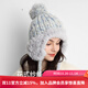 卡蒙（Kenmont）手工編織流蘇羊毛毛線(xiàn)帽女秋冬季加絨加厚護耳保暖毛絨針織帽9522 藍灰色 適用頭圍 (56-58cm)