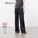 MO&Co.休閑褲中高腰立體壓褶燙挺中縫寬松直筒西褲長(cháng)褲通勤風(fēng)摩安珂 深花灰色 M 165