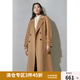 獨(dú)束大碼女裝氣質(zhì)簡(jiǎn)約雙排扣羊毛大衣女冬裝新款微胖mm輕奢毛呢外套 駝色 2XL (尺碼：4)