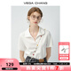 VEGA CHANG短袖T恤女2025年夏季新款純色翻領(lǐng)修身休閑百搭正肩小個(gè)子上衣 珍珠白 M
