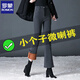 羅蒙（ROMON）煙灰色微喇牛仔褲女小個子2024秋冬加絨顯瘦媽媽九分直筒喇叭褲子 煙灰色-加絨-九分褲 M 27碼